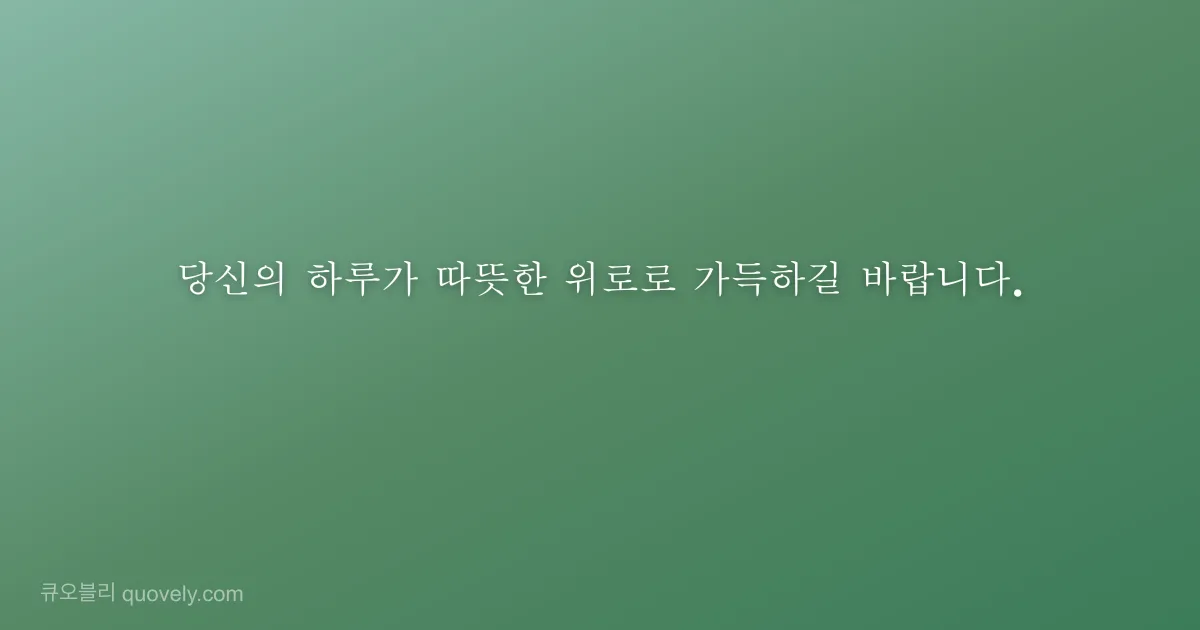 당신의 하루가 따뜻한 위로로 가득하길 바랍니다. — 응원 글귀 이미지