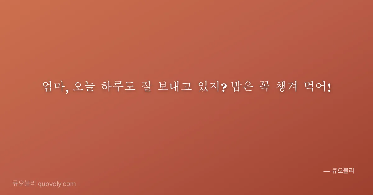 엄마, 오늘 하루도 잘 보내고 있지? 밥은 꼭 챙겨 먹어! — 엄마 안부 이미지