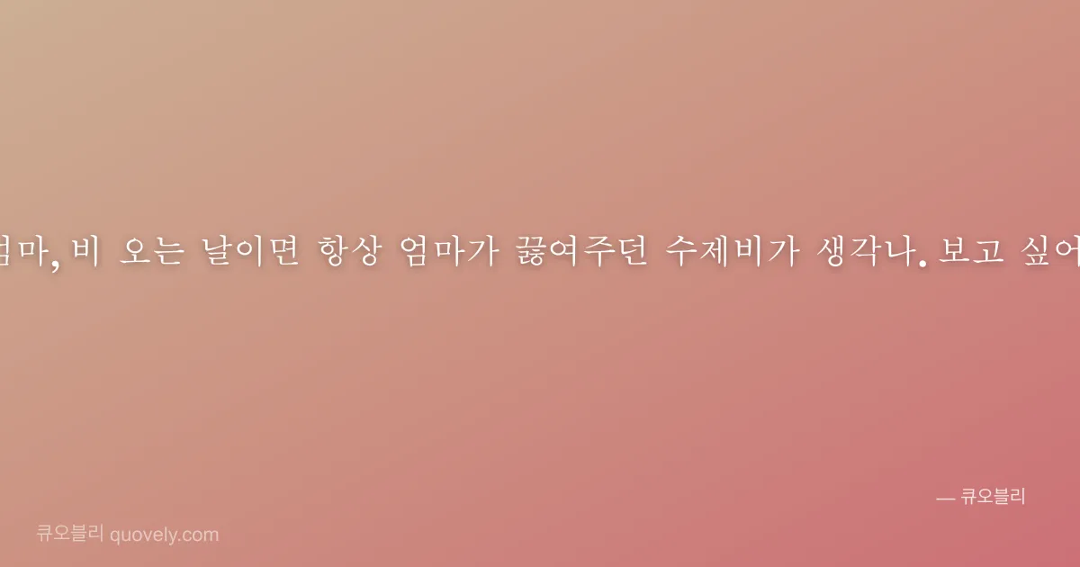 엄마, 비 오는 날이면 항상 엄마가 끓여주던 수제비가 생각나. 보고 싶어. — 엄마 안부 이미지
