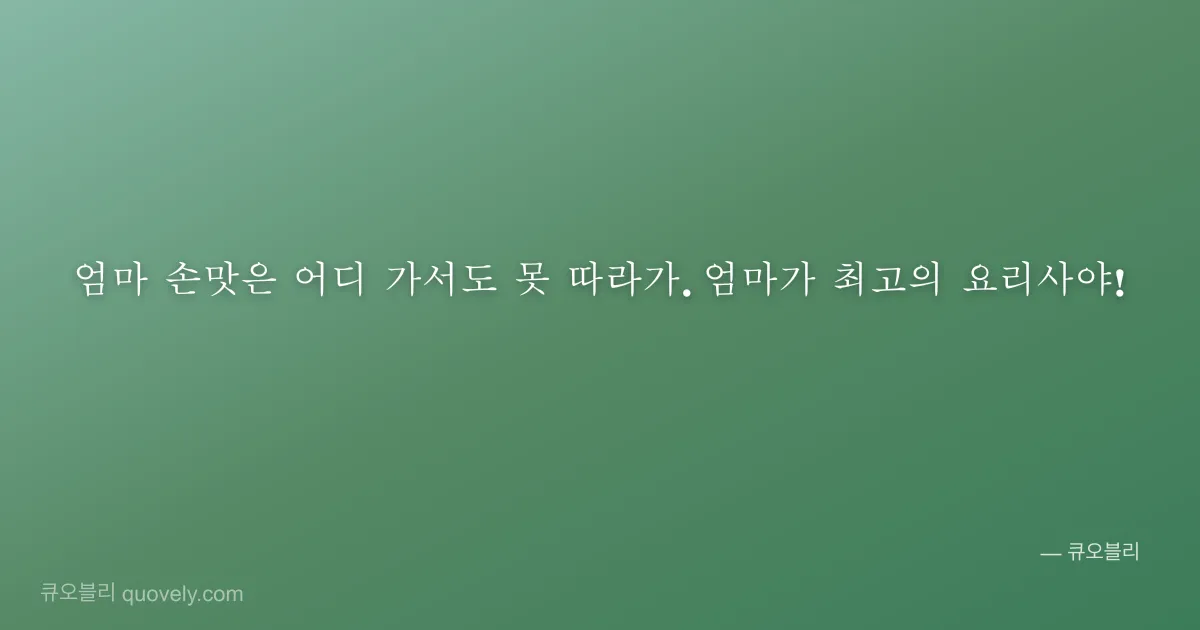 엄마 손맛은 어디 가서도 못 따라가. 엄마가 최고의 요리사야! — 엄마 안부 이미지