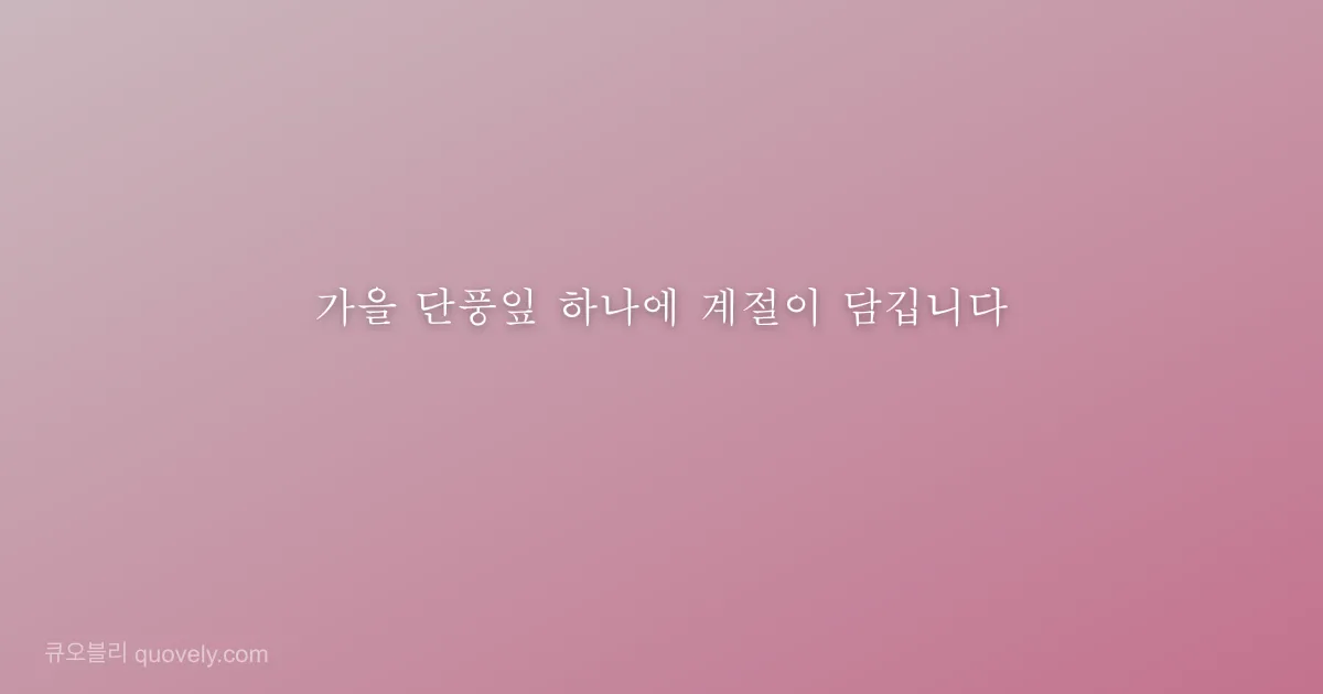 가을 단풍잎 하나에 계절이 담깁니다 — 시 글귀 이미지